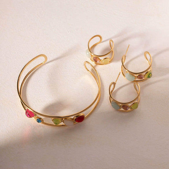 Wholesale Stainless Steel Geometric Retro Earrings 18K Gold Plated For Women