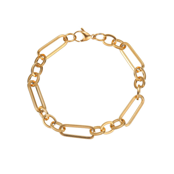 Wholesale Stainless Steel Geometric Retro Hip Hop Style Unisex Figaro Blade Chain Bracelet Jewelry With Electroplating