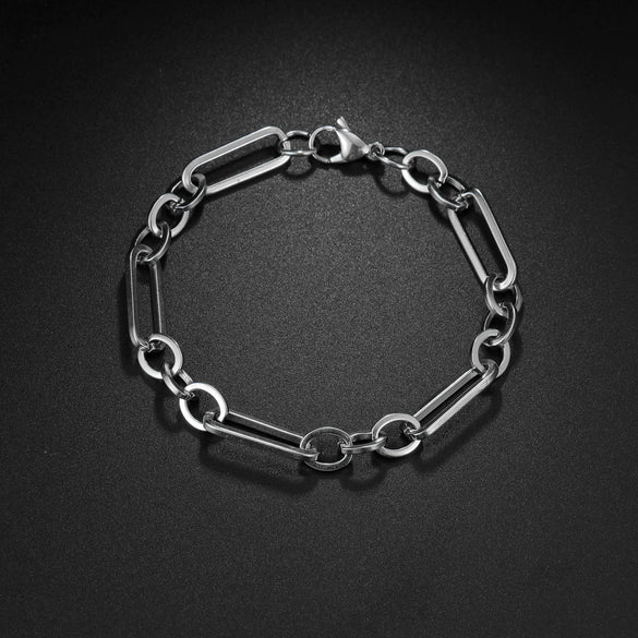 Wholesale Stainless Steel Geometric Retro Hip Hop Style Unisex Figaro Blade Chain Bracelet Jewelry With Electroplating