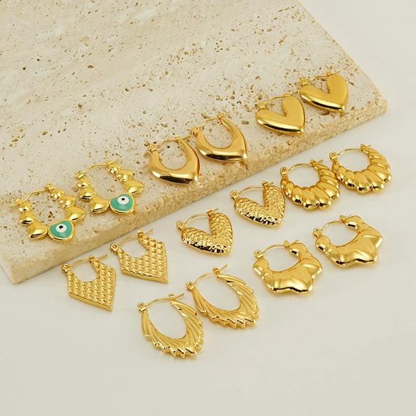 Wholesale Stainless Steel Geometric Retro Light Luxury Electroplated Women's Earrings