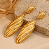 Wholesale Stainless Steel Geometric Retro Long Shell Pendant Earrings For Women With Electroplating