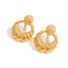 Wholesale Stainless Steel Geometric Retro Minimalist Women's Titanium Steel Pearl Electroplated Earrings
