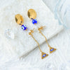 Wholesale Stainless Steel Geometric Retro Oil Drop Blue Eyes Earrings With Electroplating