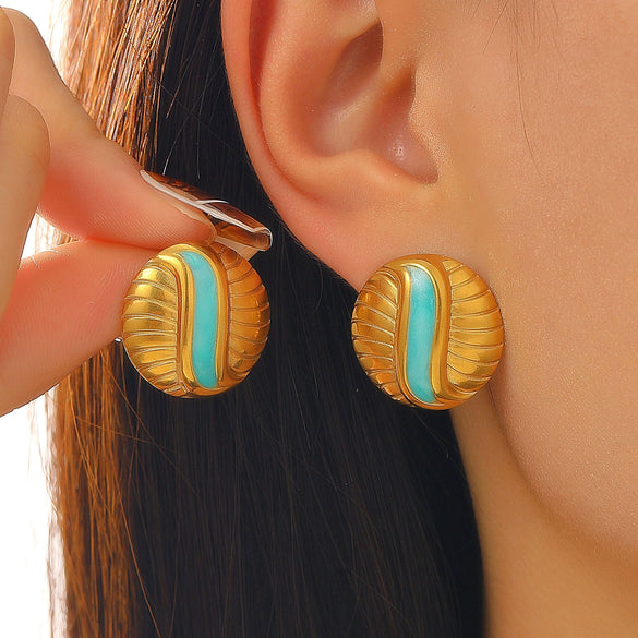 Wholesale Stainless Steel Geometric Retro Smooth Nonfading Electroplated Women's Earrings