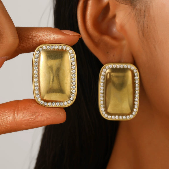 Wholesale Stainless Steel Geometric Retro Smooth Nonfading Electroplated Women's Earrings