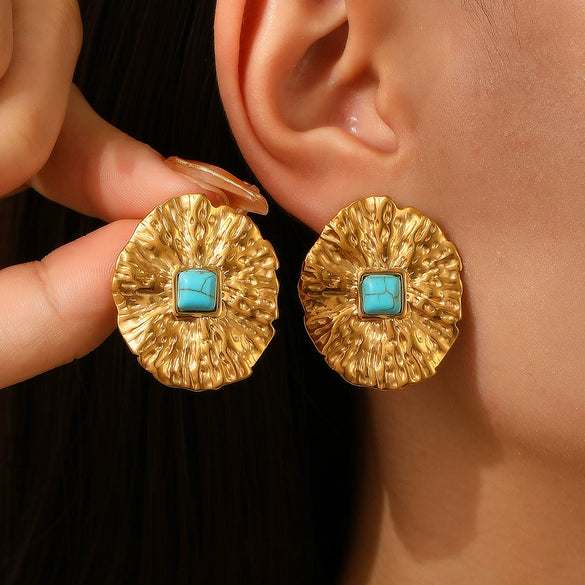 Wholesale Stainless Steel Geometric Retro Smooth Nonfading Electroplated Women's Earrings
