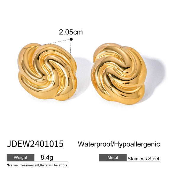Wholesale Stainless Steel Geometric Retro Spiral Rotating Women's Earrings Nonfading Gold And Silver Color Matching Jewelry