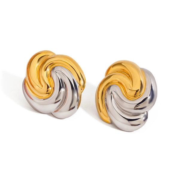 Wholesale Stainless Steel Geometric Retro Spiral Rotating Women's Earrings Nonfading Gold And Silver Color Matching Jewelry