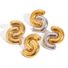 Wholesale Stainless Steel Geometric Retro Style Electroplated Double C Earrings For Women