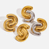 Wholesale Stainless Steel Geometric Retro Style Electroplated Double C Earrings For Women