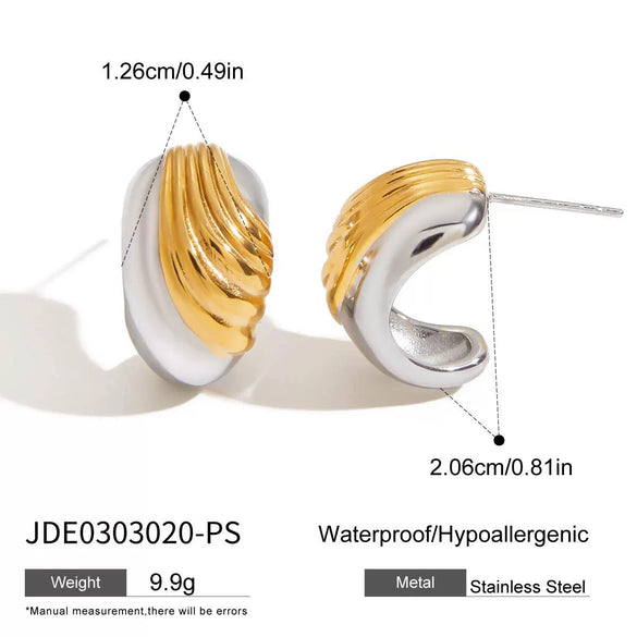 Wholesale Stainless Steel Geometric Retro Style Electroplating Double C Earrings For Women