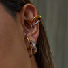 Wholesale Stainless Steel Geometric Retro Style Gold And Silver Color Matching Simple Line Earrings For Women