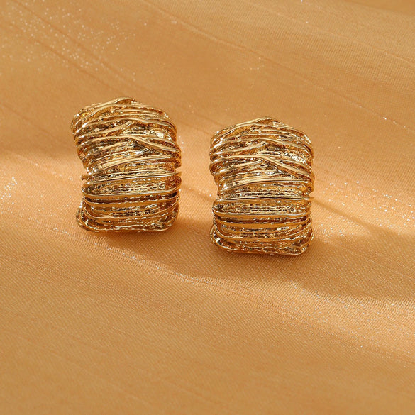Wholesale Stainless Steel Geometric Retro Winding Electroplated Earrings