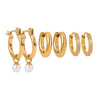 Wholesale Stainless Steel Geometric Rhinestone Ear Buckle Earrings Electroplated For Women