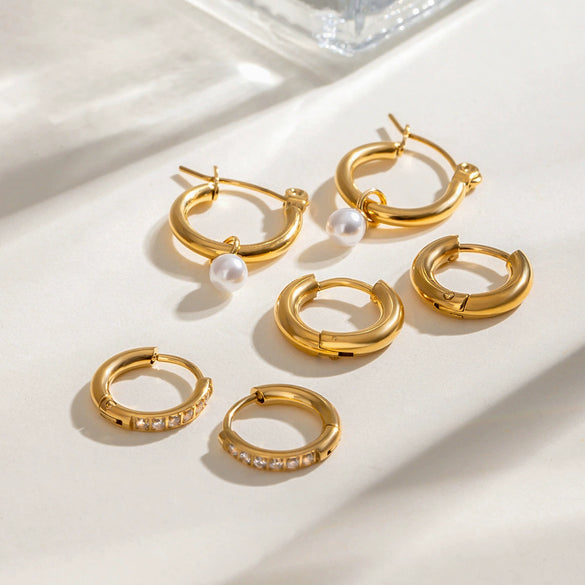 Wholesale Stainless Steel Geometric Rhinestone Ear Buckle Earrings Electroplated For Women