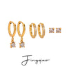 Wholesale Stainless Steel Geometric Rhinestone Ear Buckle Earrings Set Electroplated For Women