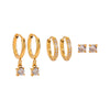 Wholesale Stainless Steel Geometric Rhinestone Ear Buckle Earrings Set Electroplated For Women
