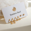 Wholesale Stainless Steel Geometric Rhinestone Ear Buckle Earrings Set Electroplated For Women