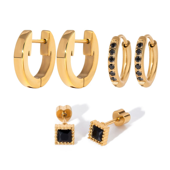 Wholesale Stainless Steel Geometric Rhinestone Earrings For Women With Electroplating