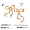 Wholesale Stainless Steel Geometric Rhinestone Long Tassel Bow Earrings For Women With Electroplating
