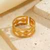 Wholesale Stainless Steel Geometric Rhombus Open Ring For Women With Retro Hiphop Style And Electroplating Design