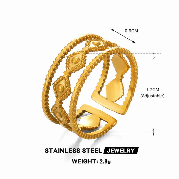 Wholesale Stainless Steel Geometric Rhombus Open Ring For Women With Retro Hiphop Style And Electroplating Design