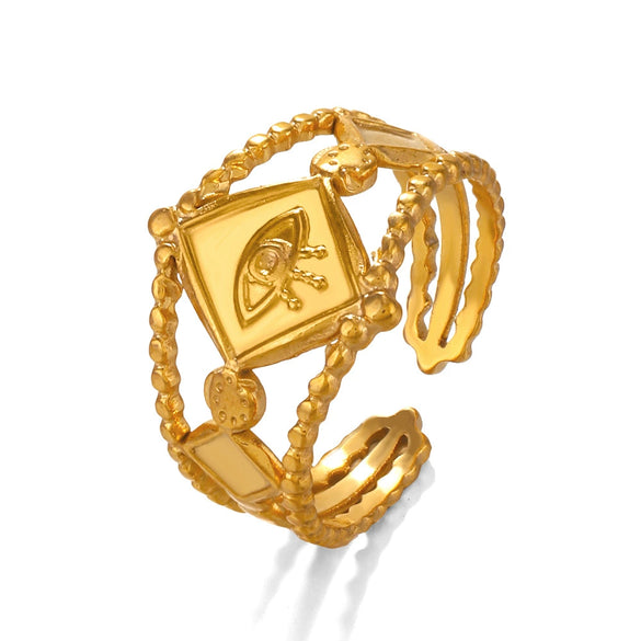 Wholesale Stainless Steel Geometric Rhombus Ring For Women Electroplated Style