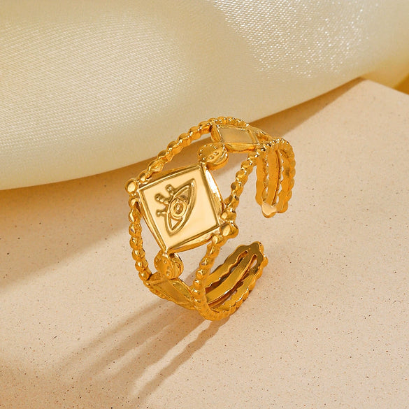 Wholesale Stainless Steel Geometric Rhombus Ring For Women Electroplated Style