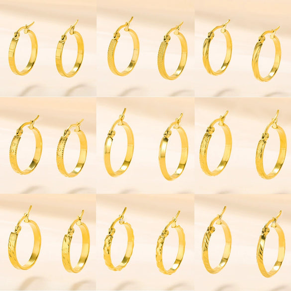 Wholesale Stainless Steel Geometric Ring Earrings With Electroplating For Women