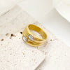 Wholesale Stainless Steel Geometric Ring Electroplated With White Zircon For Women's Jewelry