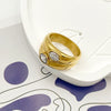 Wholesale Stainless Steel Geometric Ring Electroplated With White Zircon For Women's Jewelry