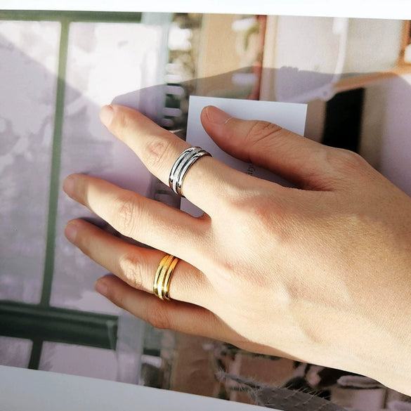 Wholesale Stainless Steel Geometric Ring For Men And Women With Electroplating Treatment