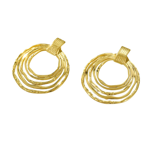 Wholesale Stainless Steel Geometric Ring Hollow Pendant Earrings Vintage Style Jewelry For Women Electroplated