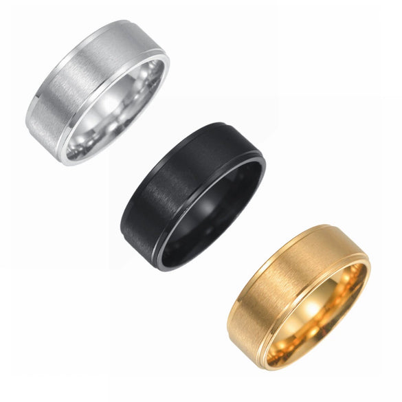 Wholesale Stainless Steel Geometric Ring Matte Black Plated Unisex
