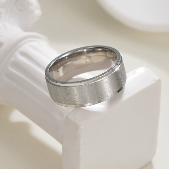 Wholesale Stainless Steel Geometric Ring Matte Black Plated Unisex