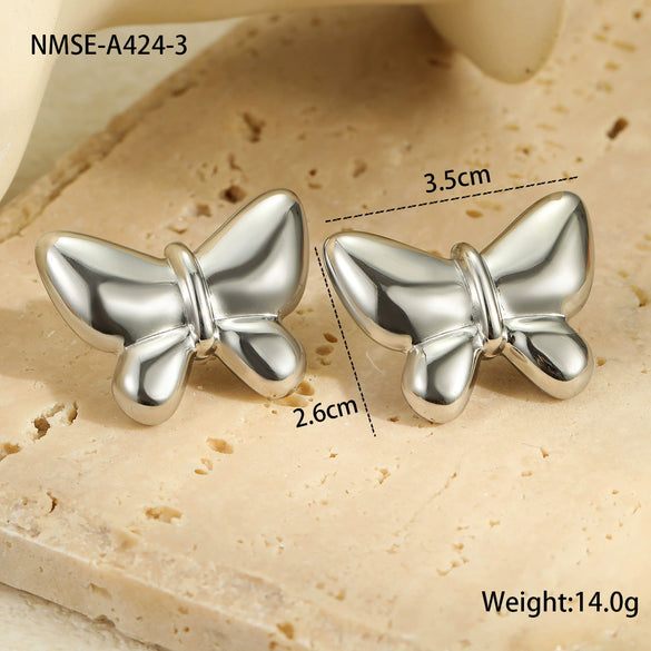 Wholesale Stainless Steel Geometric Ring Shaped Round Bead Electroplated Women's Fashion Earrings