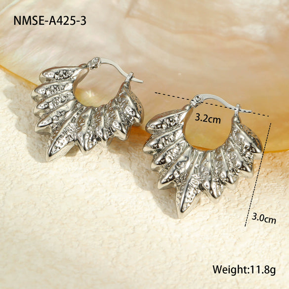 Wholesale Stainless Steel Geometric Ring Shaped Round Bead Electroplated Women's Fashion Earrings