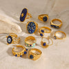 Wholesale Stainless Steel Geometric Rings With Natural Stone Handmade Jewelry Electroplated