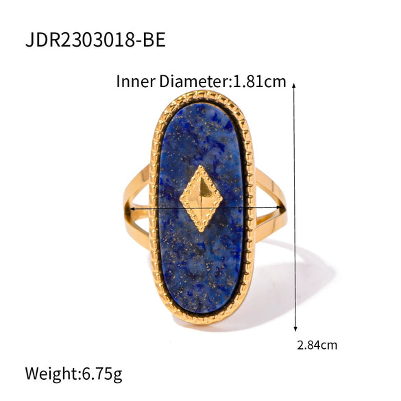Wholesale Stainless Steel Geometric Rings With Natural Stone Handmade Jewelry Electroplated