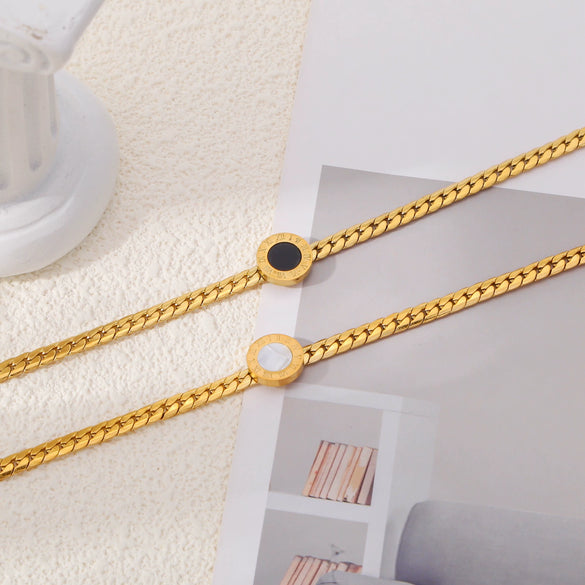 Wholesale Stainless Steel Geometric Roman Letters Electroplated Women's Bracelet