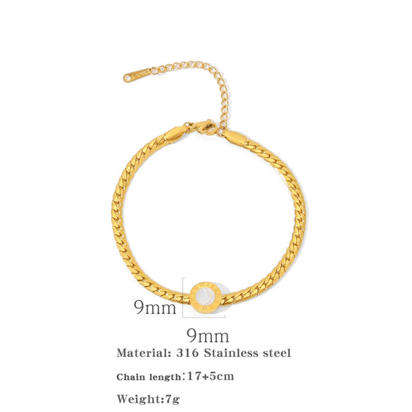 Wholesale Stainless Steel Geometric Roman Letters Electroplated Women's Bracelet
