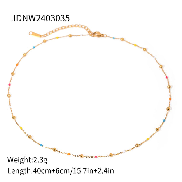 Wholesale Stainless Steel Geometric Round Bead Chain Necklace With Electroplating For Women