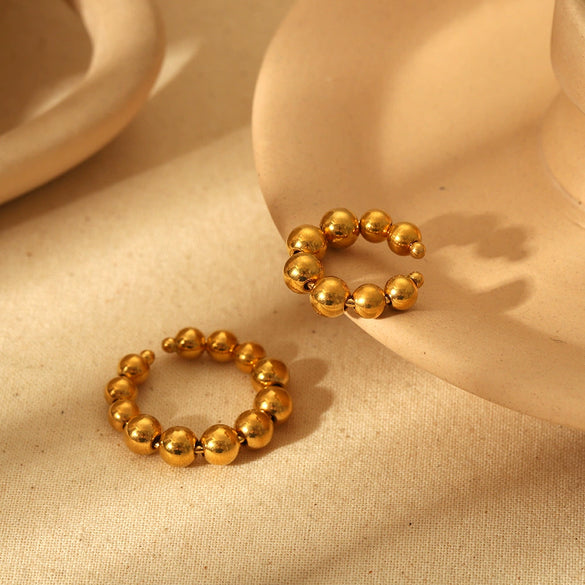 Wholesale Stainless Steel Geometric Round Bead Earrings Electroplated For Women Fashion Style