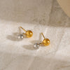Wholesale Stainless Steel Geometric Round Bead Earrings With Gold And Silver Color Matching And Electroplating