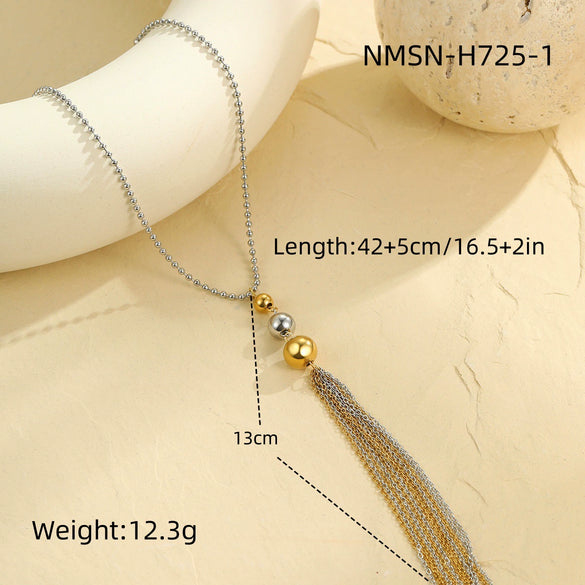 Wholesale Stainless Steel Geometric Round Bead Yshaped Clavicle Necklace For Women With Electroplating