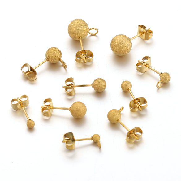 Wholesale Stainless Steel Geometric Round Beads Welding Needle Hanging Titanium Steel Electroplated Earrings Diy Handmade Jewelry Accessories