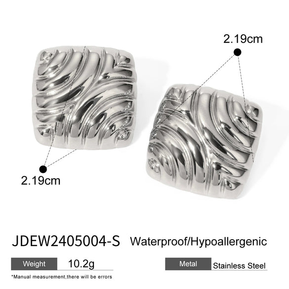 Wholesale Stainless Steel Geometric Round Button Earrings With Electroplating
