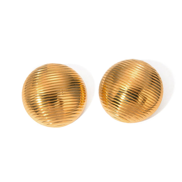 Wholesale Stainless Steel Geometric Round Button Earrings With Electroplating