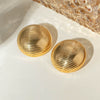 Wholesale Stainless Steel Geometric Round Button Earrings With Electroplating