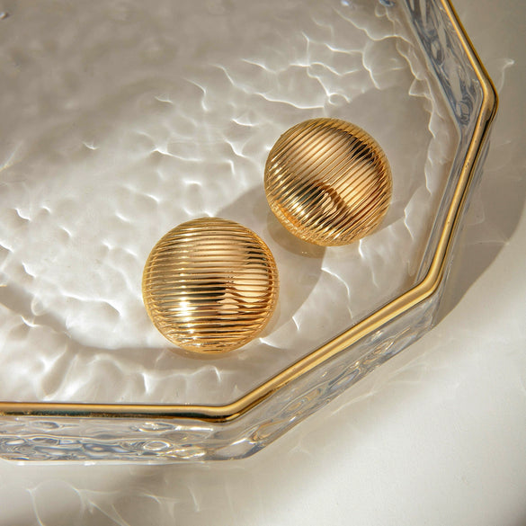 Wholesale Stainless Steel Geometric Round Button Earrings With Electroplating